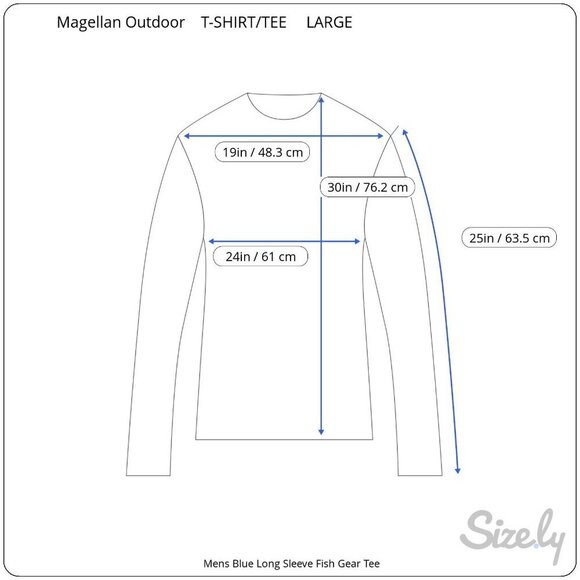 Magellan Outdoors Mens Blue Long Sleeve Shirt Classic Fit Large Fishing Gear Tee - Picture 6 of 11